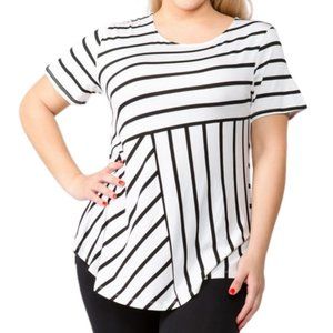 Plus Yelete Women's Short Sleeve Striped Tunic. Fresh, Flattering, NWOT. XL-3XL